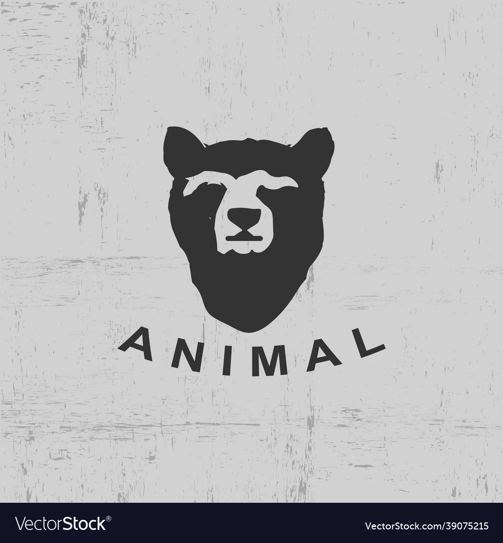 Simple negative style black bear head logo design