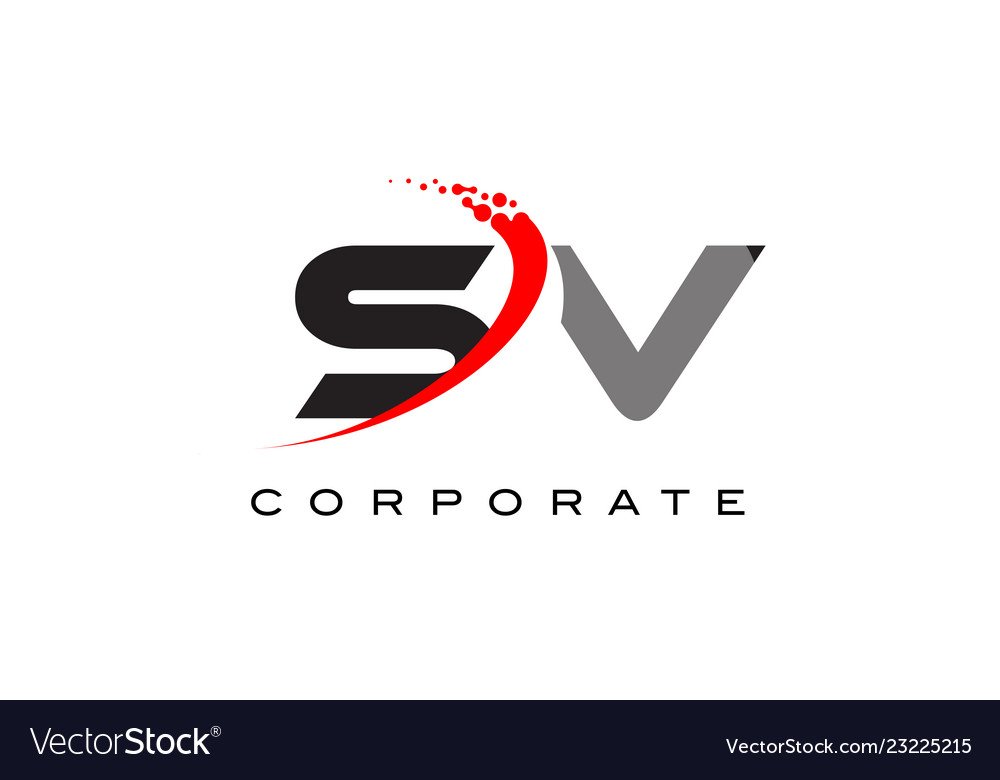 Sv Modern Letter Logo Design With Swoosh Vector Image