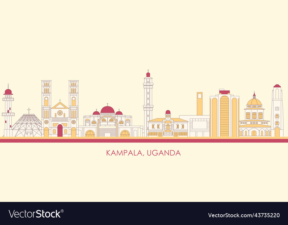 Cartoon skyline of city kampala uganda Royalty Free Vector