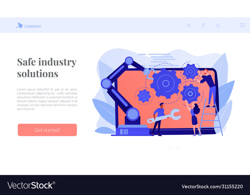 Collaborative robotics concept landing page vector image Collaborative robotics concept landing page