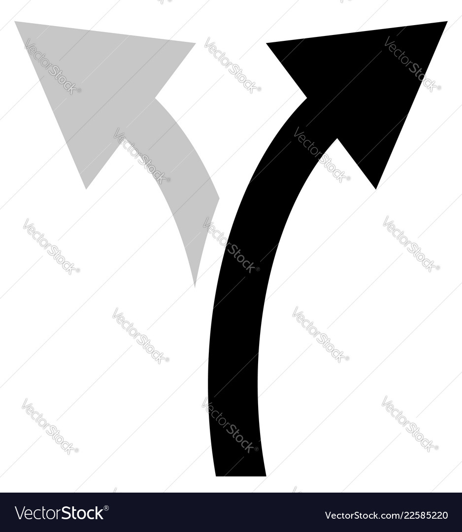 Curved Bifurcation Arrow Symbol