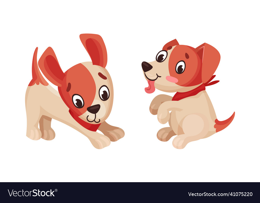 Cute puppy daily routine set adorable little pet Vector Image