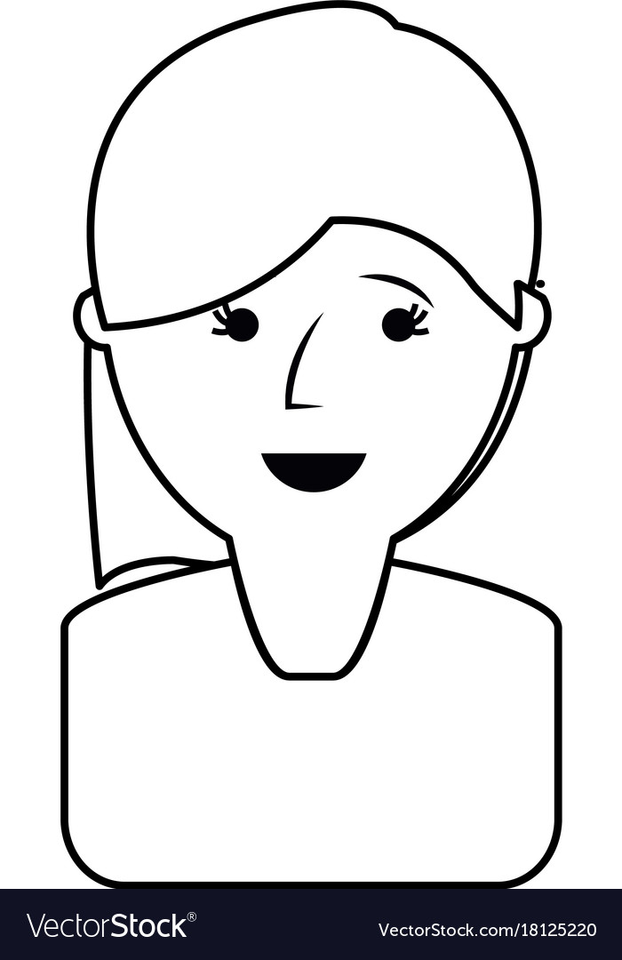 Flat line uncolored woman doodle over white Vector Image