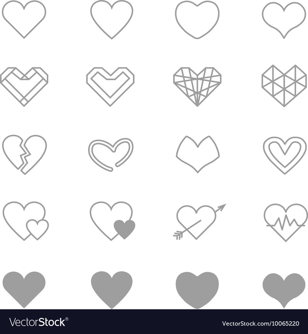 Heart icons line set of copy