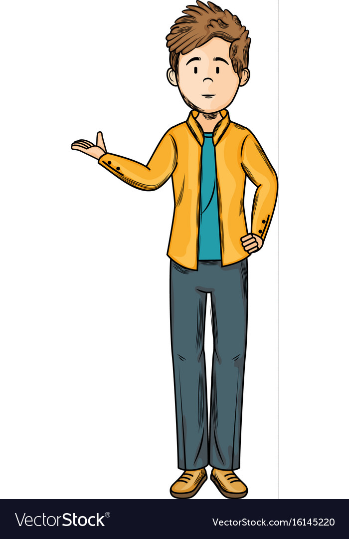 Isolated standing young man Royalty Free Vector Image