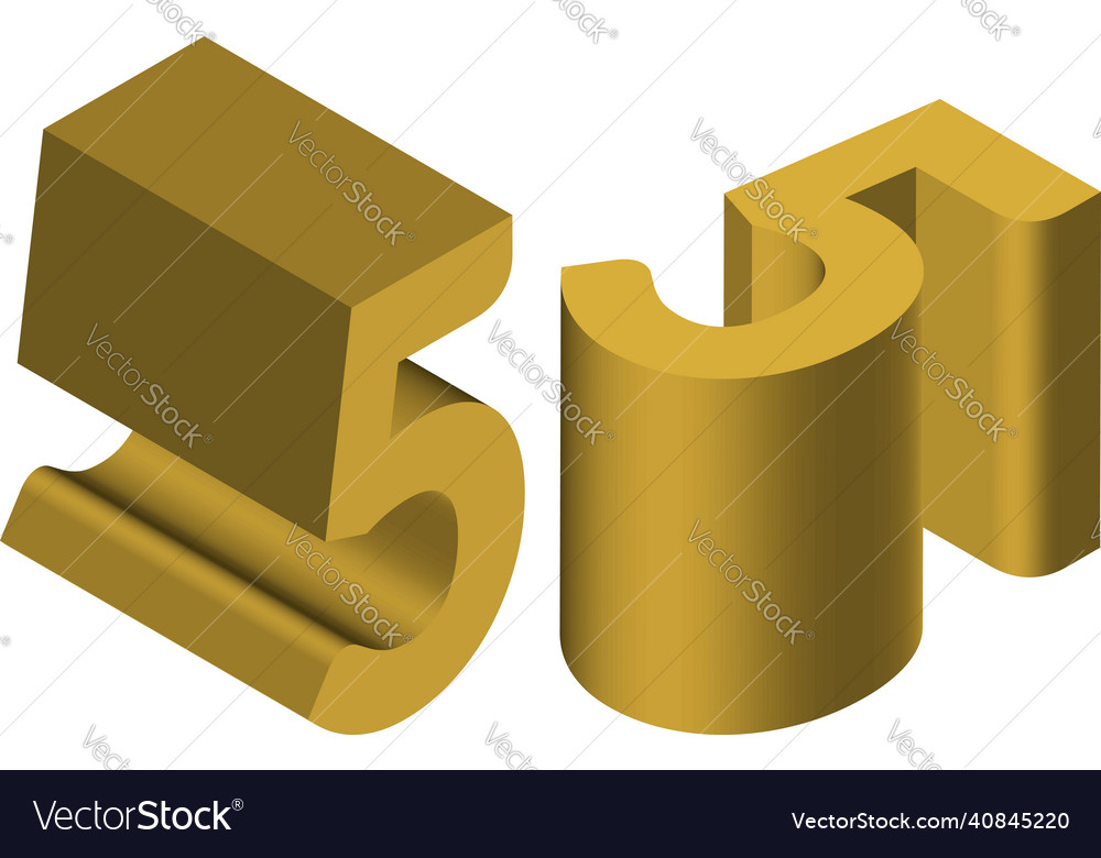 Isometric number 5 template for creating logos vector image Isometric number 5 template for creating logos