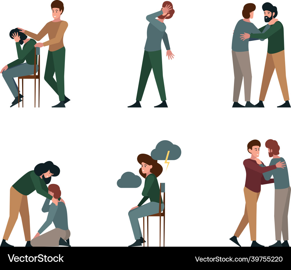 Mental support mentally problems psychological Vector Image