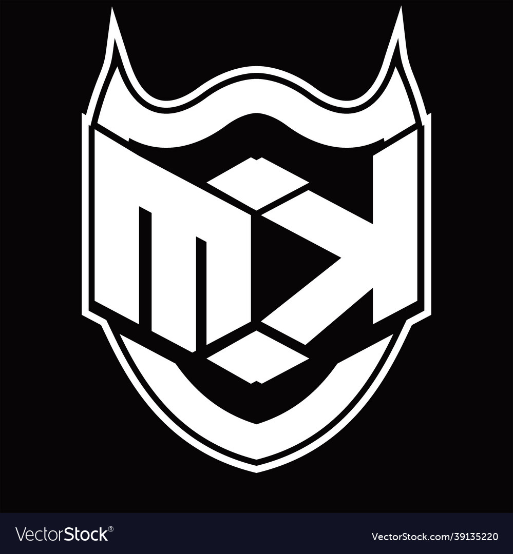 Mk logo monogram design isolated with shield