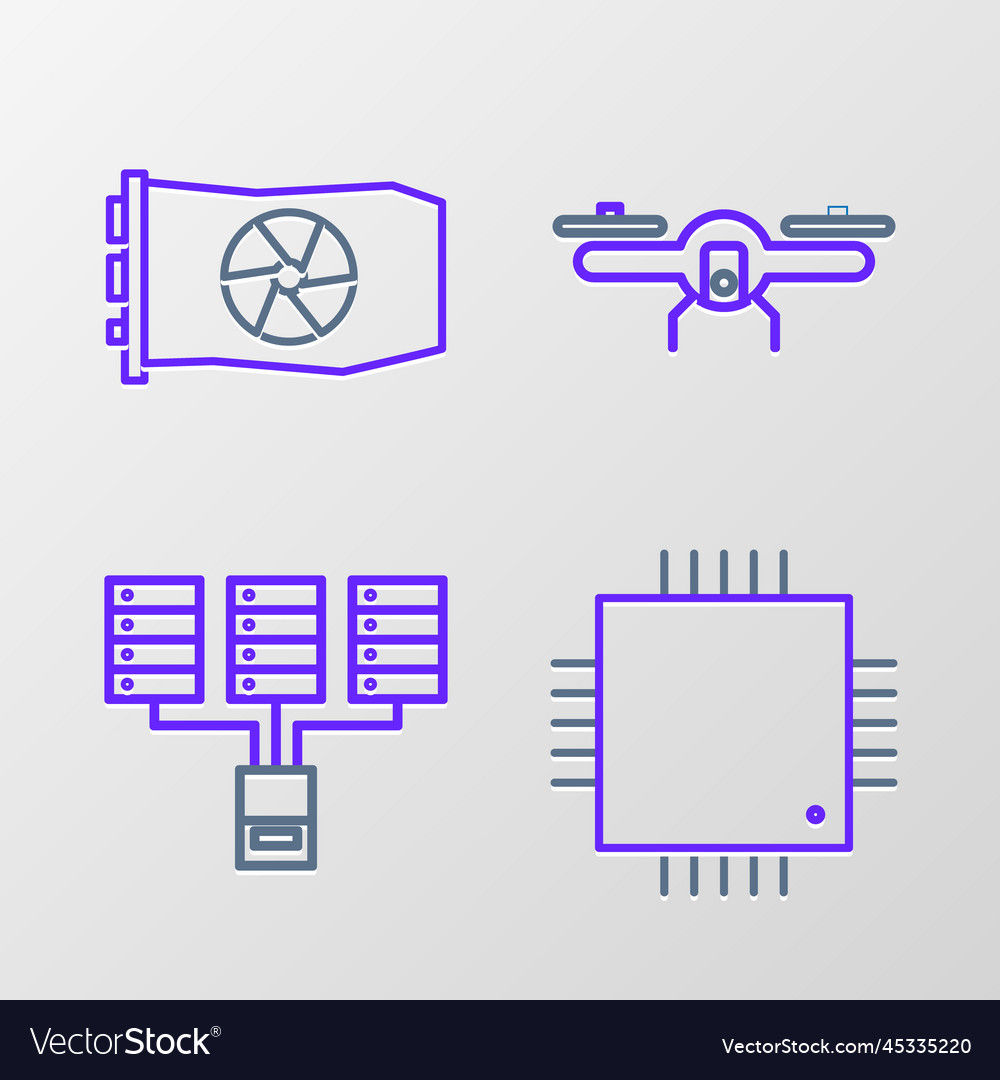 Set line processor with microcircuits cpu server vector image Set line processor with microcircuits cpu server