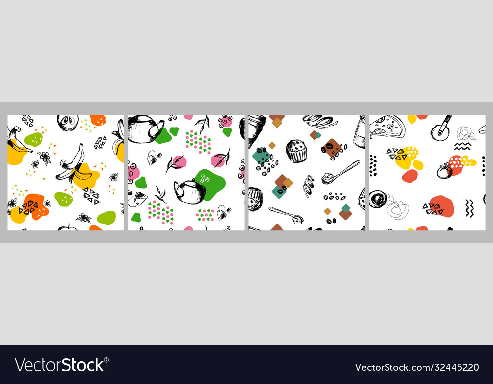 Sketch elements seamless pattern handdrawn vector image Sketch elements seamless pattern handdrawn