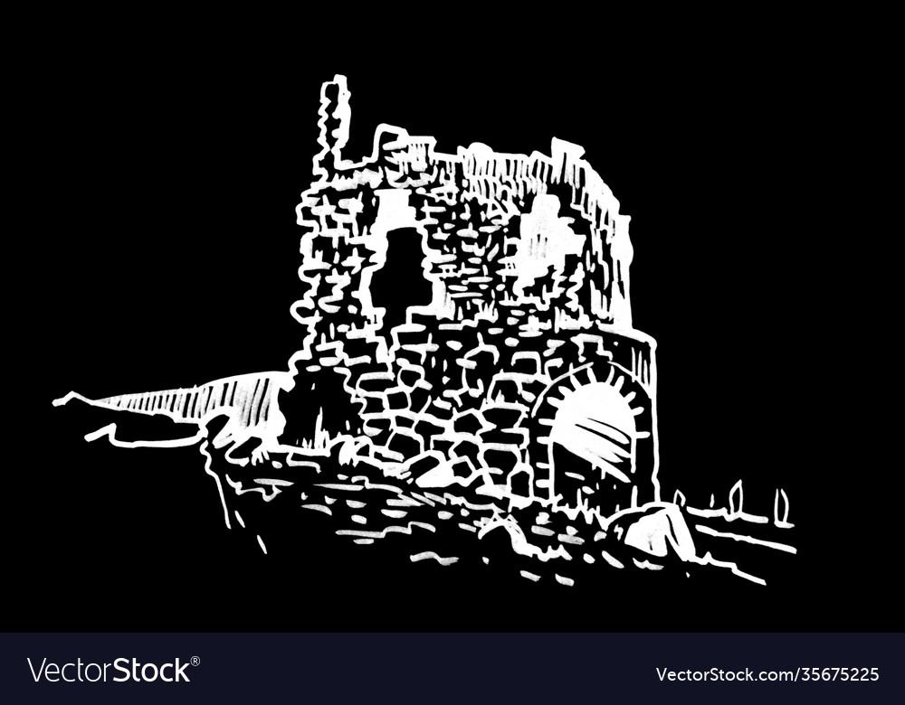 Graphical kalamite fortress isolated on black