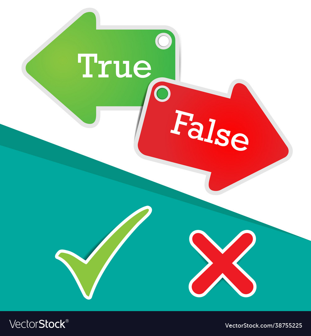 Labels true or false text with check marks and wro