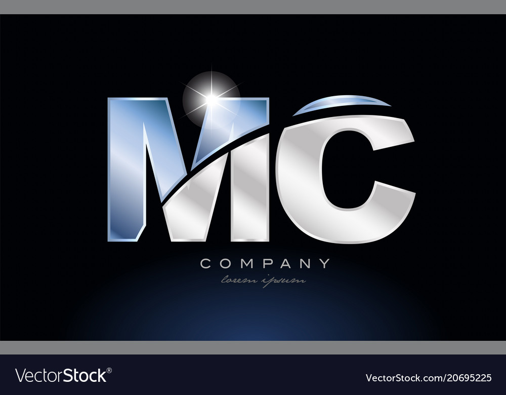 Metal blue alphabet letter mc m c logo company