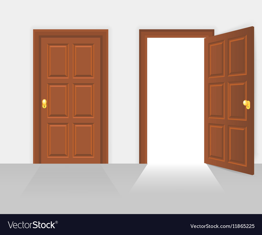 open-and-closed-house-front-door-royalty-free-vector-image