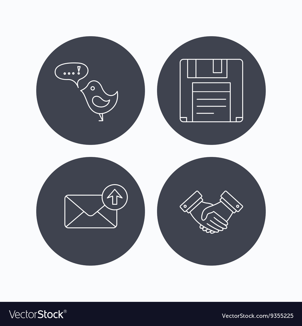 Outbox mail message and handshake icons
