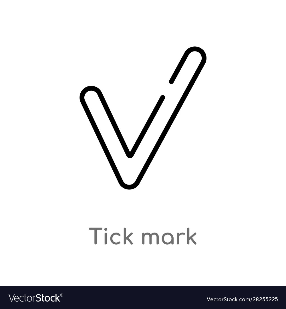 Outline tick mark icon isoliert schwarz einfache Linie