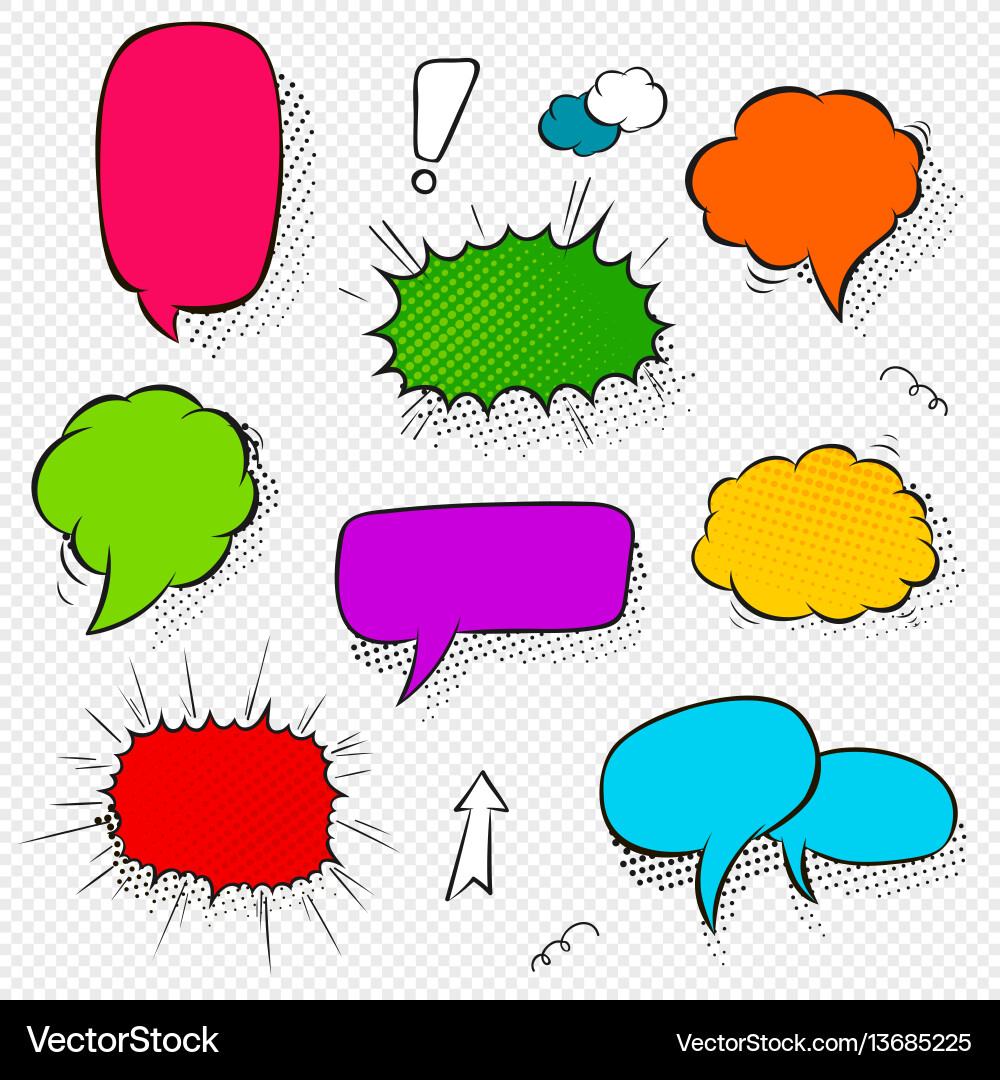 Set comic speech bubbles and elements Royalty Free Vector