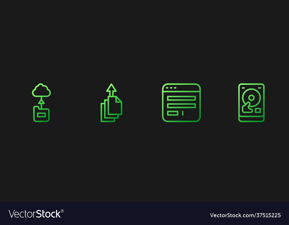 Set line browser window cloud technology data vector image Set line browser window cloud technology data