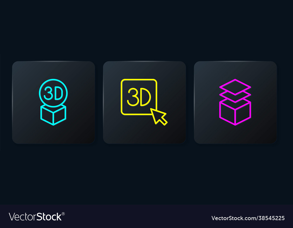 Set line isometric cube layers and 3d printer vector image Set line isometric cube layers and 3d printer