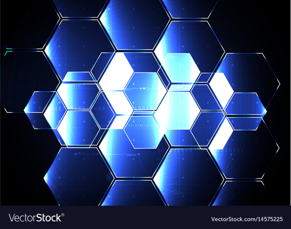 Technological abstract illuminated hexagon