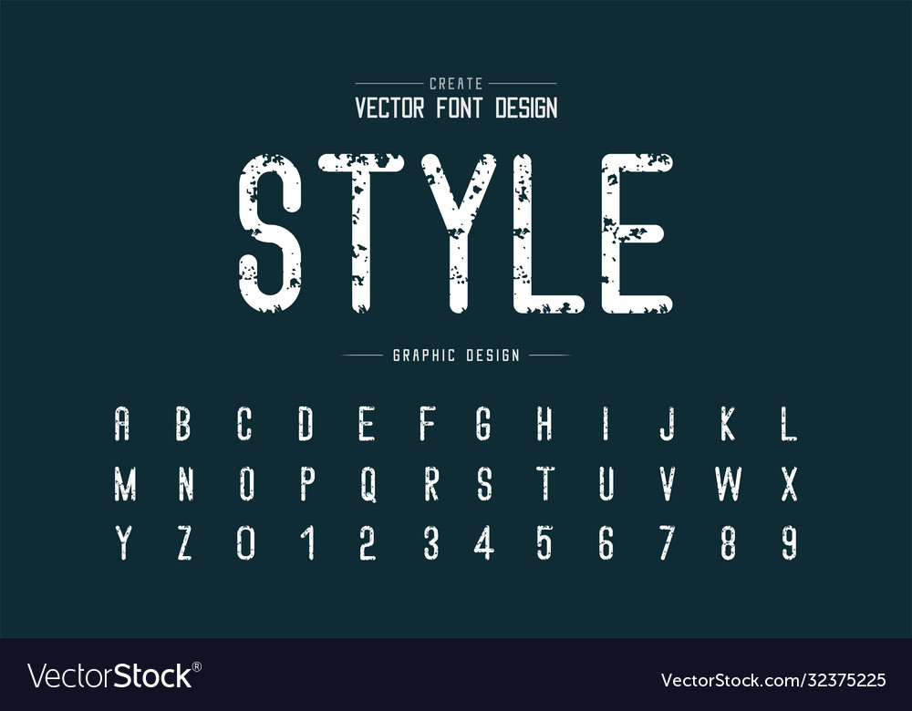 Vintage font and alphabet texture letter style