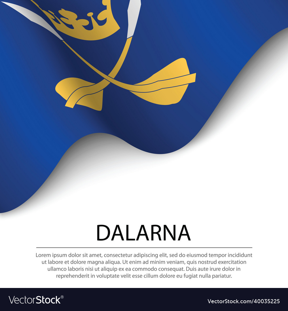 Waving flag of dalarna is a province sweden Vector Image