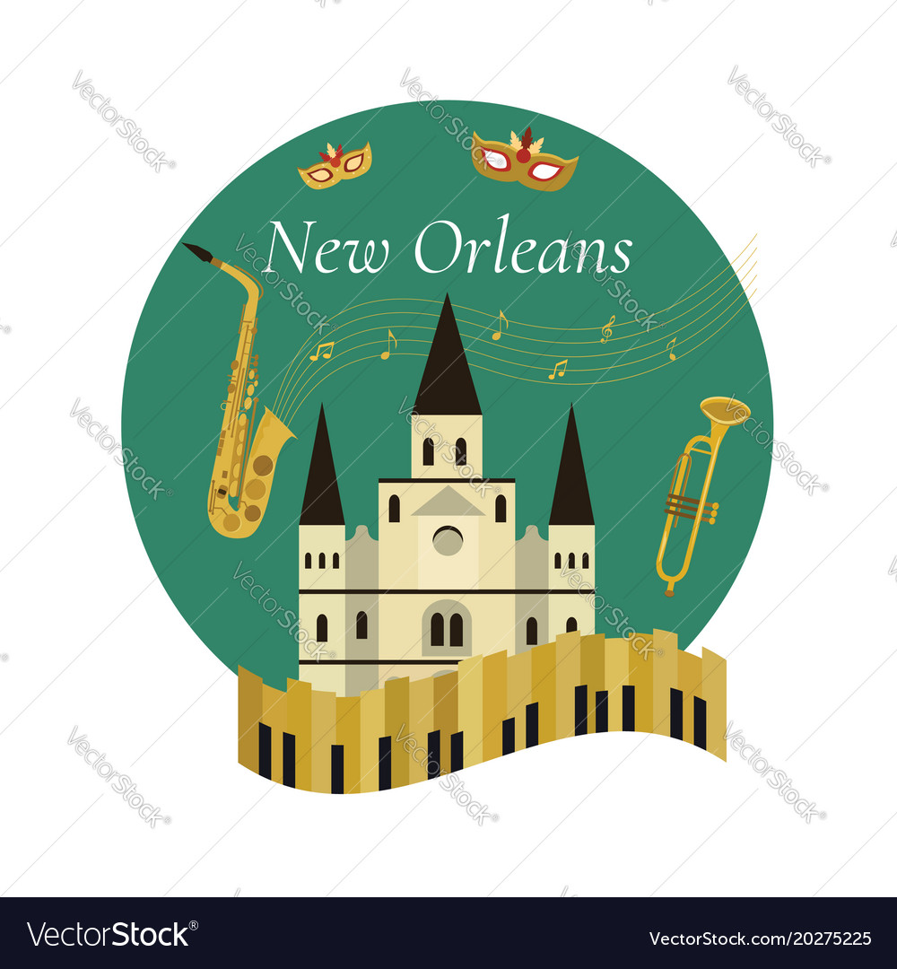 Welcome to new orleans poster with famous symbols Vector Image