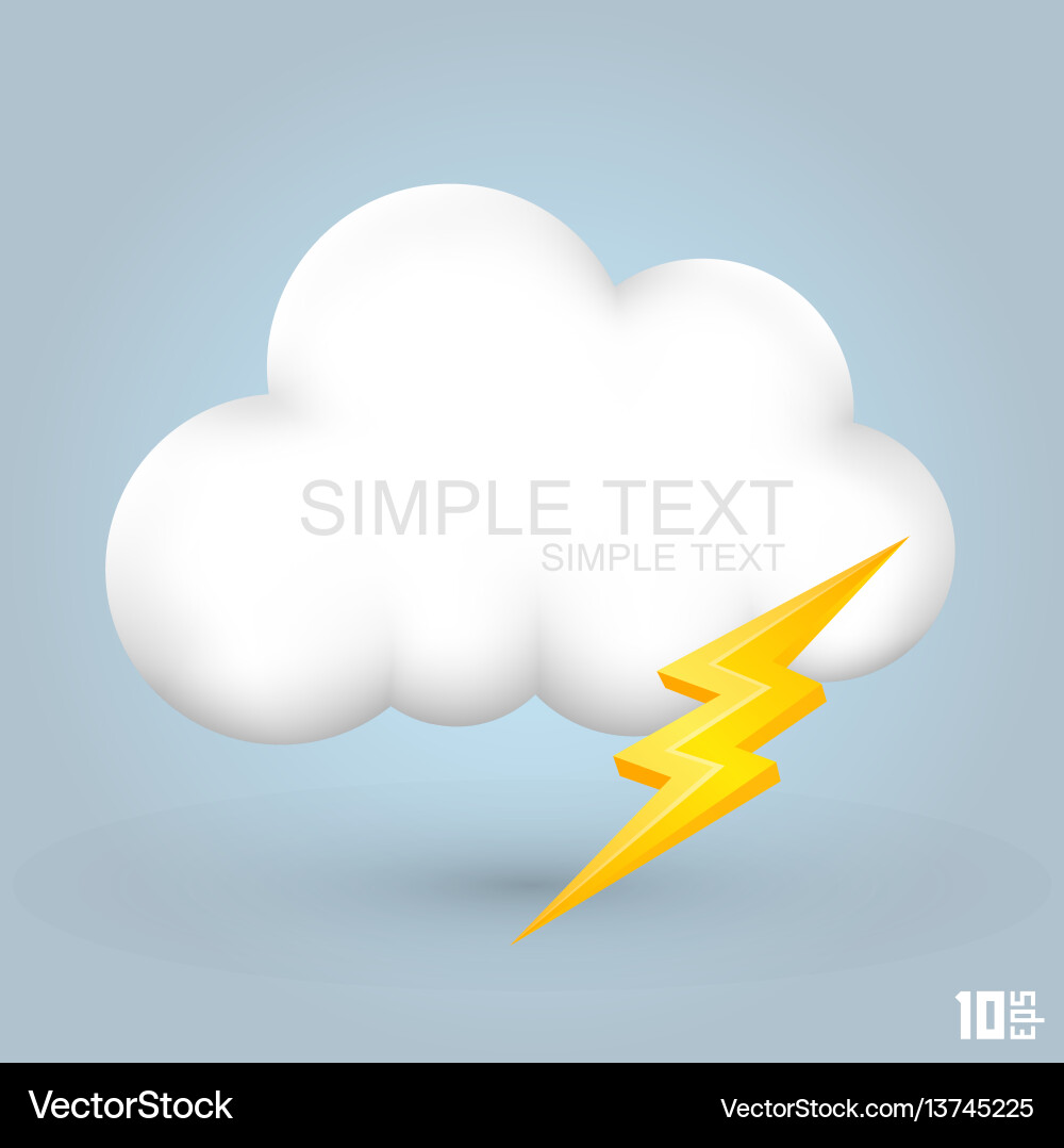 White cloud with lightning Royalty Free Vector Image