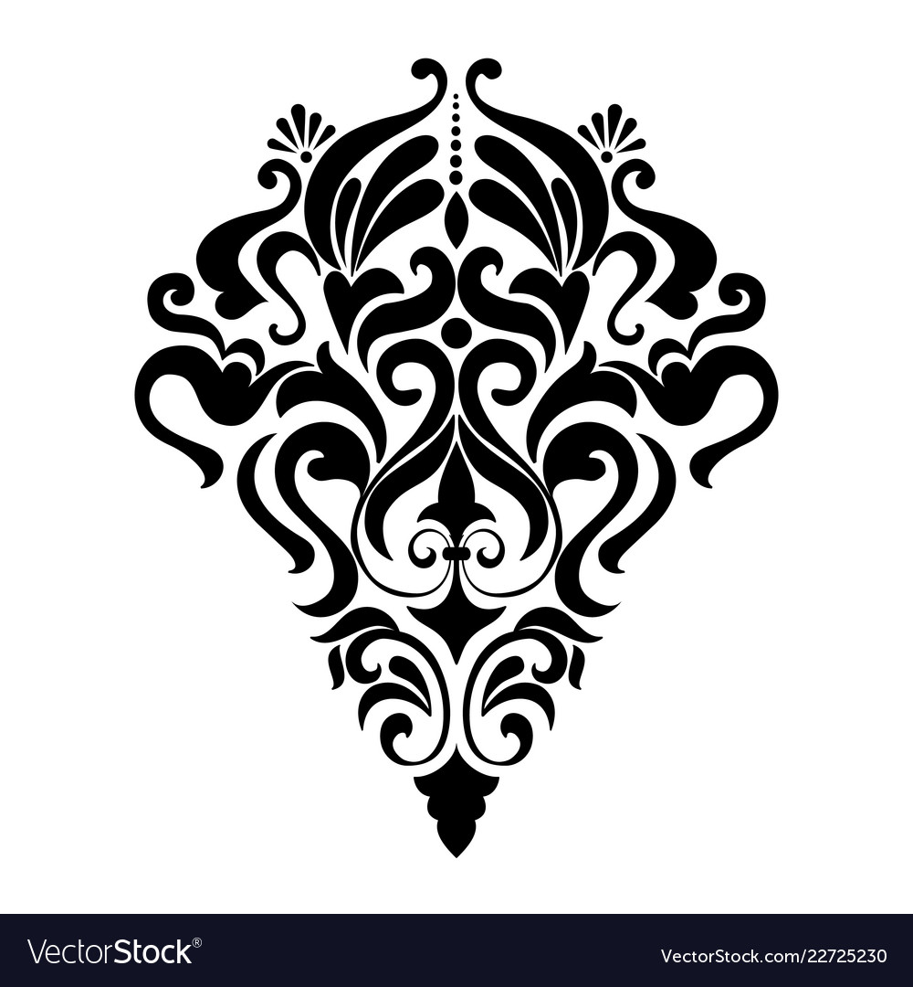 Damask element isolated central vector image Damask element isolated central
