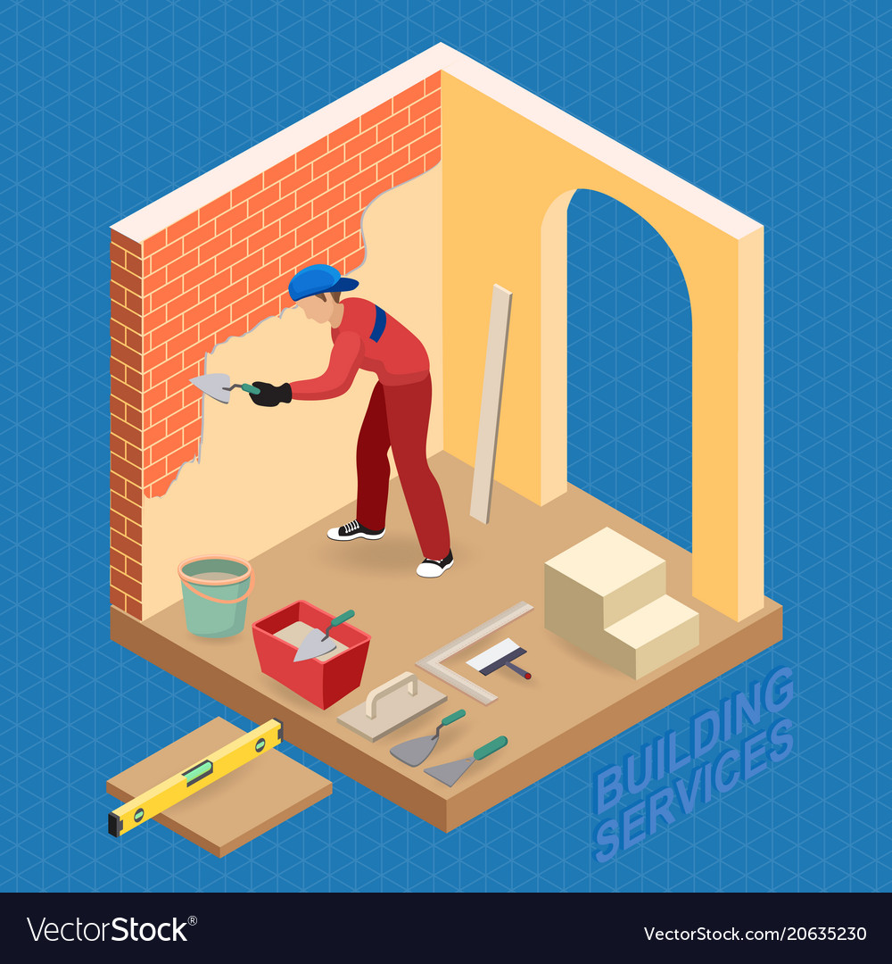 Isometric interior repairs concept builder