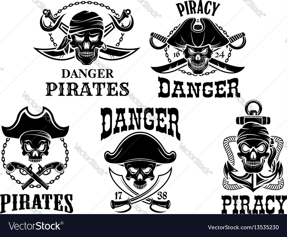 Jolly roger pirate icons set vector image Jolly roger pirate icons set