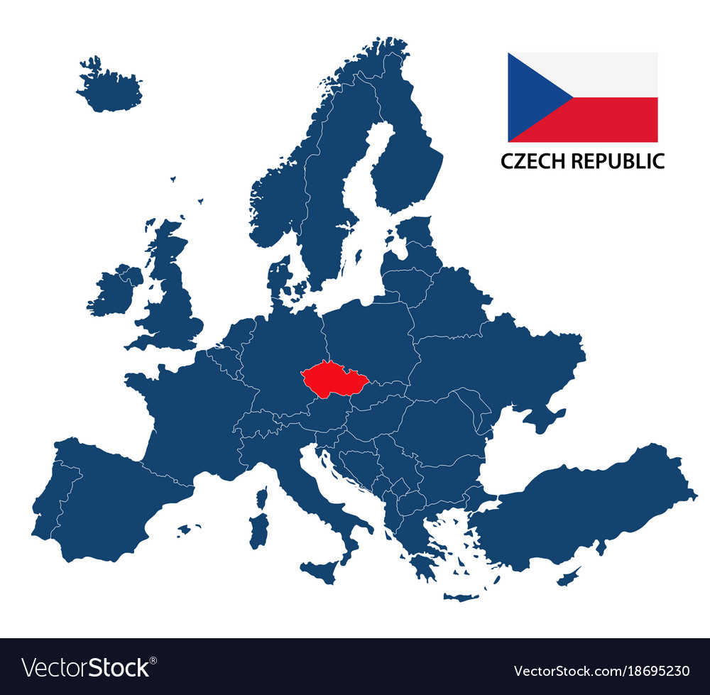 Map of europe with highlighted czech republic Vector Image