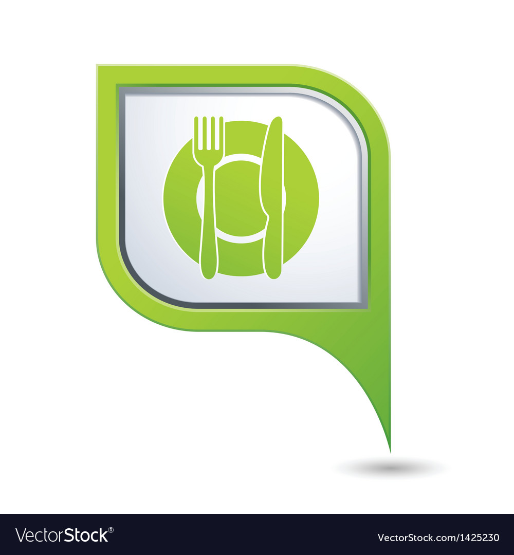 Map pointer with restaurant icon