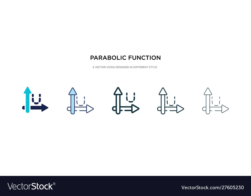 Parabolic function icon in different style two