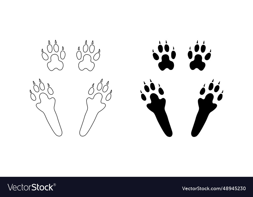 Kaninchen oder Hase Pfoten Fußabdrücke Silhouette vector image Kaninchen oder Hase Pfoten Fußabdrücke Silhouette