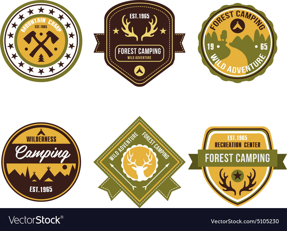 Retro Camping Badges & Emblems