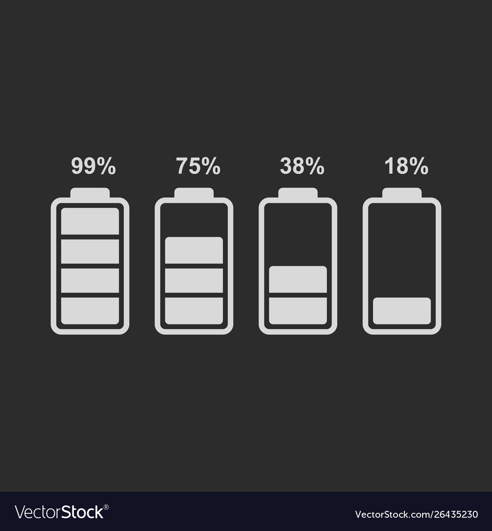 Set battery level indicator icons Royalty Free Vector Image