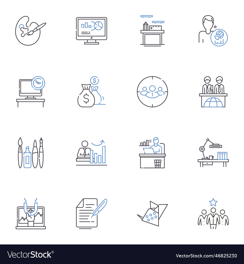 Status update line icons collection vector image Status update line icons collection