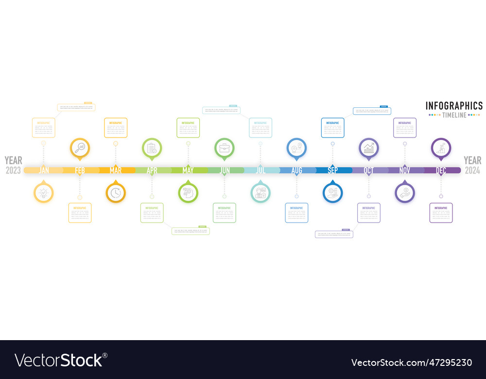 Timeline 12 months infographic for business Vector Image