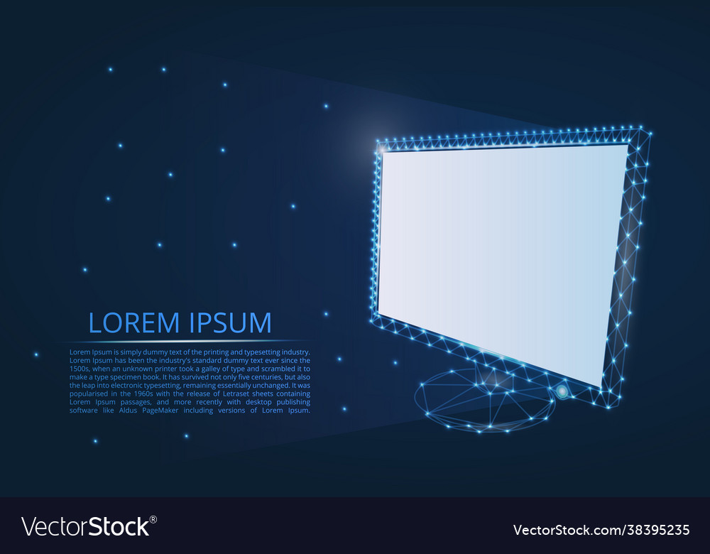 Abstract computer monitor in style lines