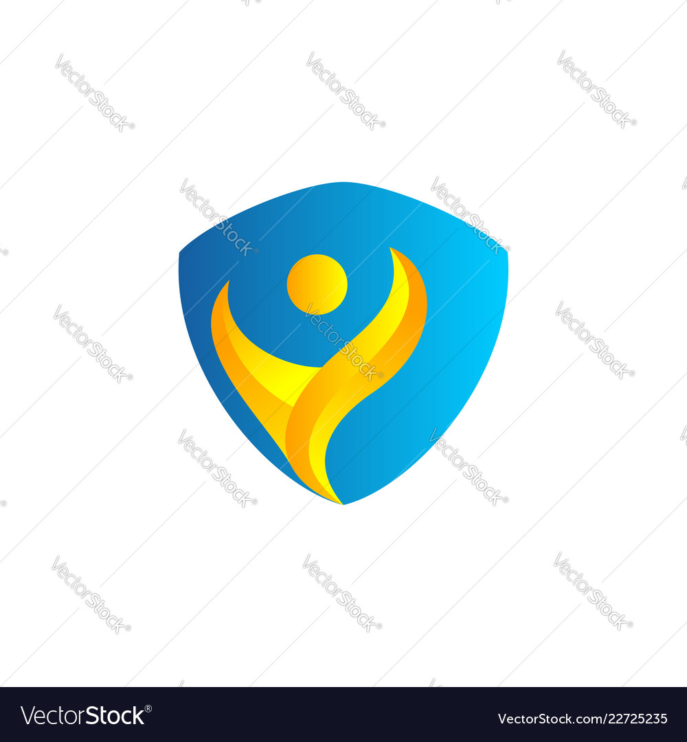 Abstract people shield icon logo