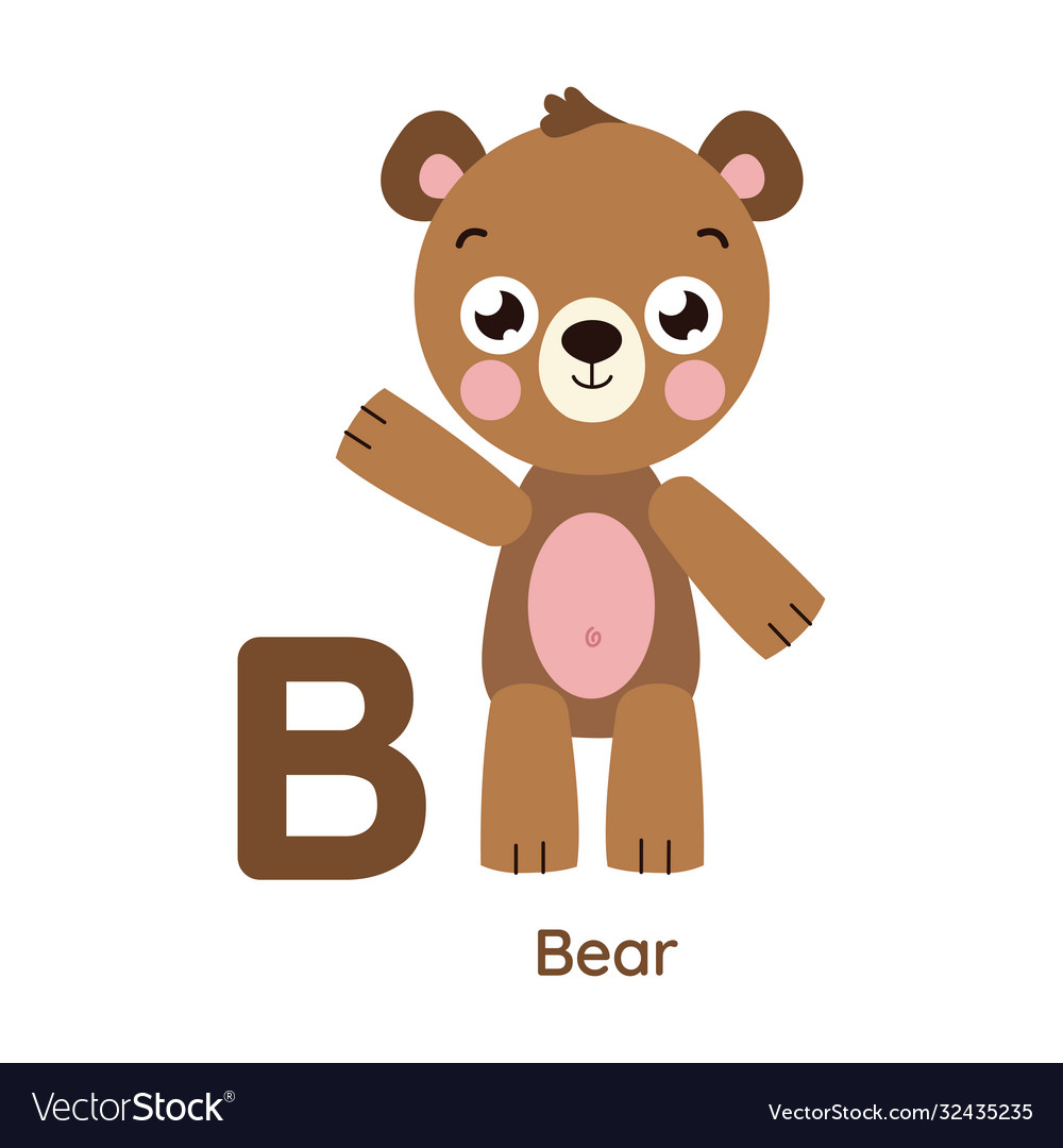 Alphabet letter b bear vector image Alphabet letter b bear
