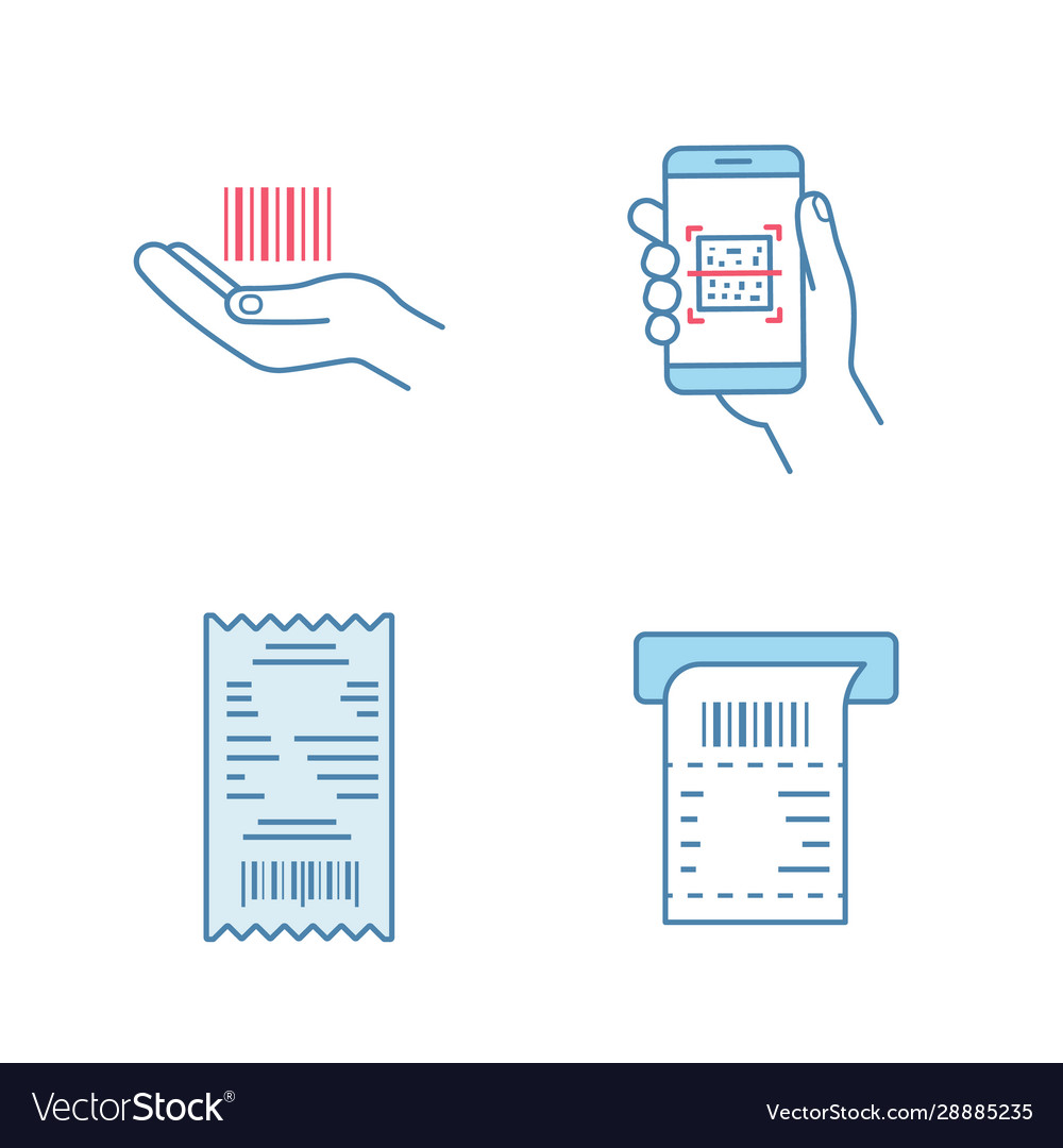 Barcodes color icons set