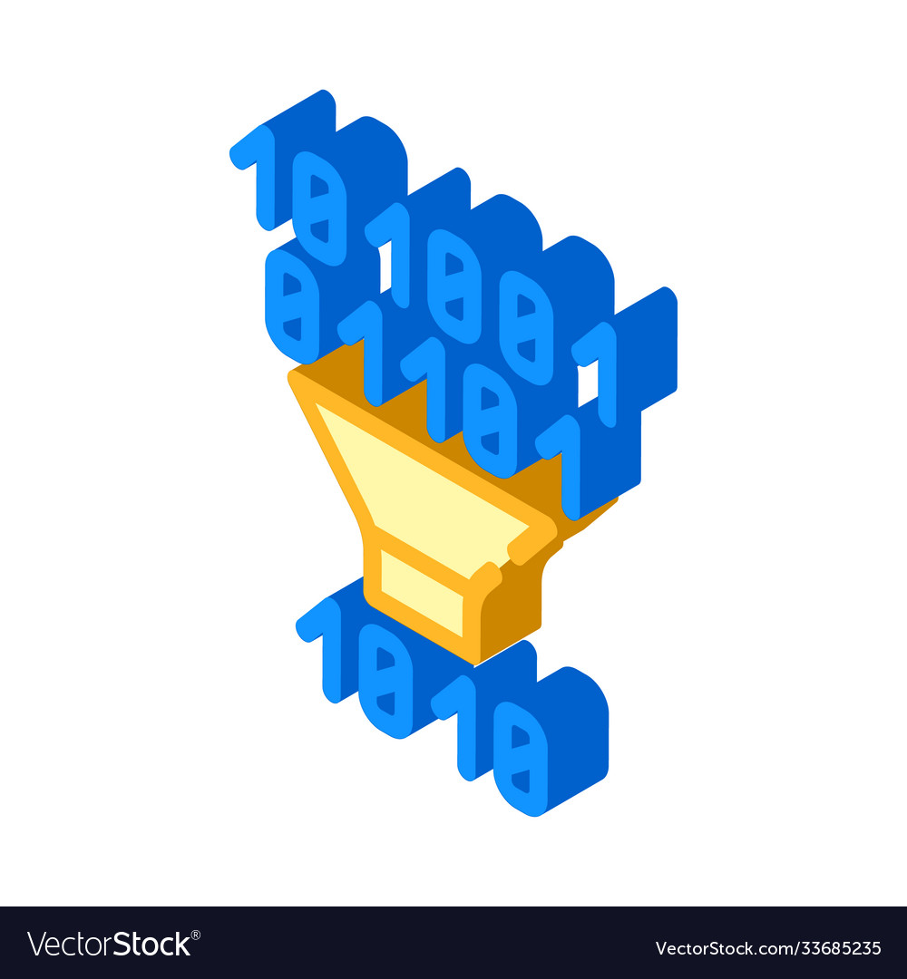 Binary code filtration isometric icon vector image Binary code filtration isometric icon
