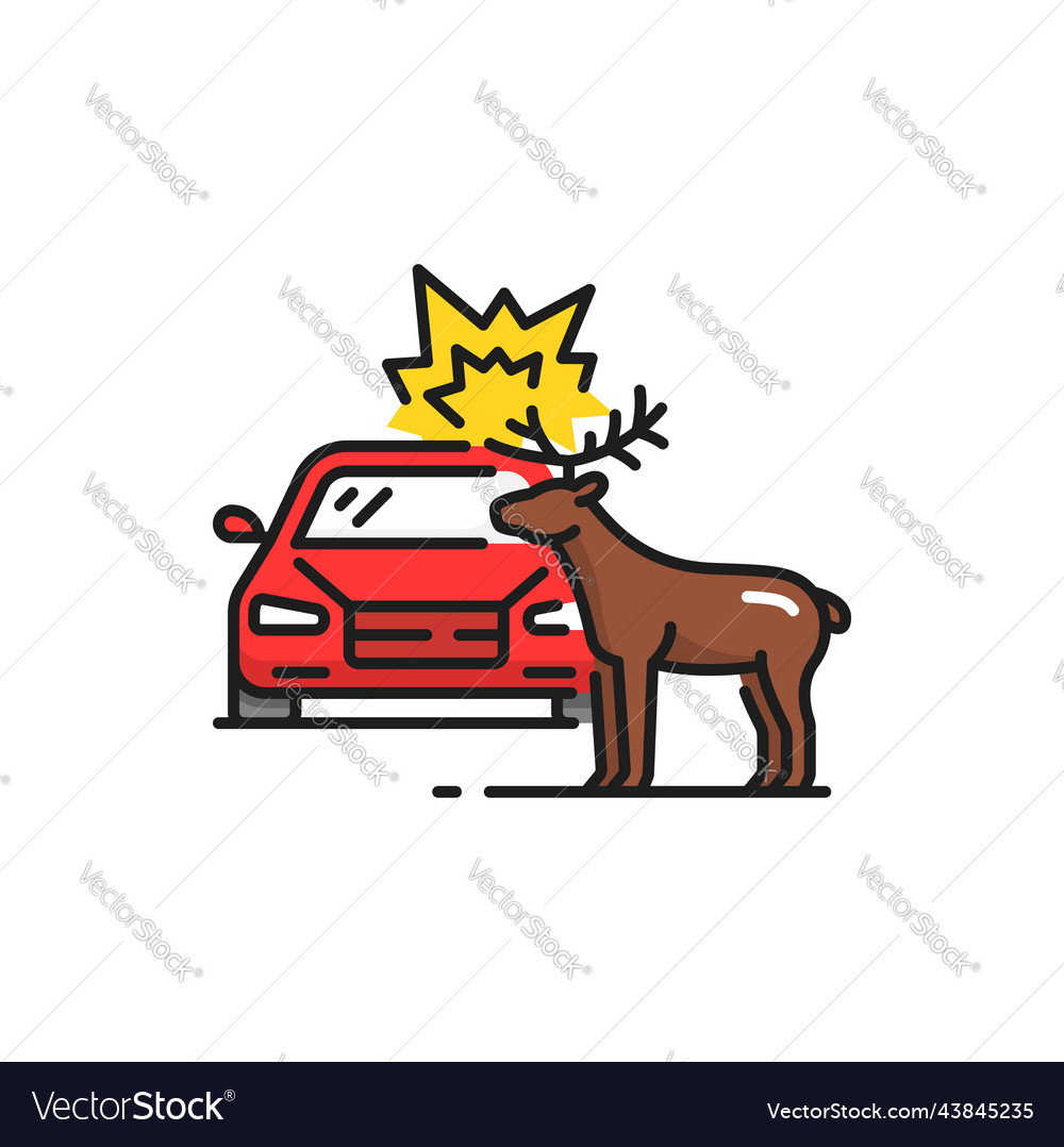 Car hit deer auto accident bumped animal on road Vector Image