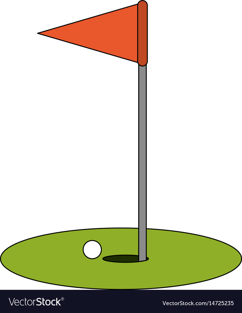 cartoon-golf-flag-with-hole-and-ball-royalty-free-vector