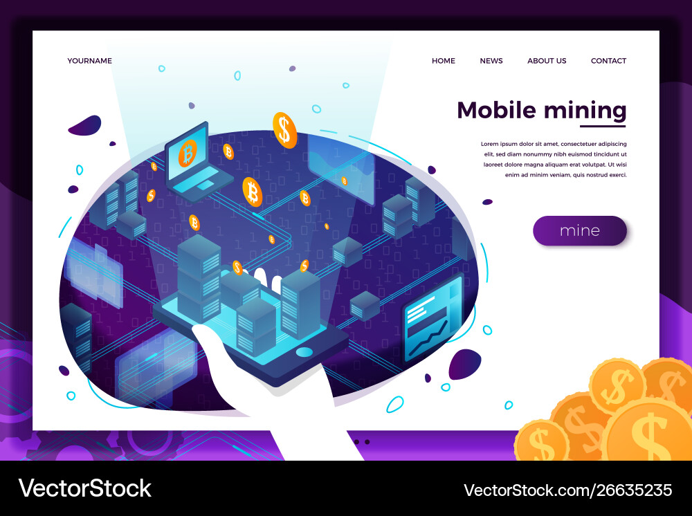 Concept cryptocurrency mining farm process Vector Image