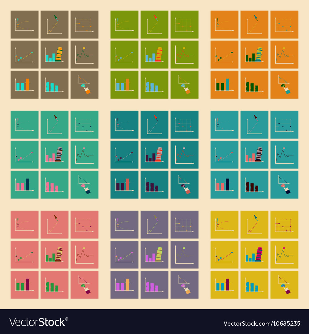 Concept of stylish flat design icons graph