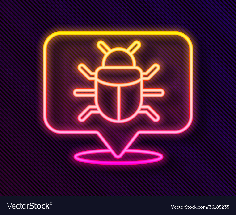 Glowing neon line system bug concept icon isolated