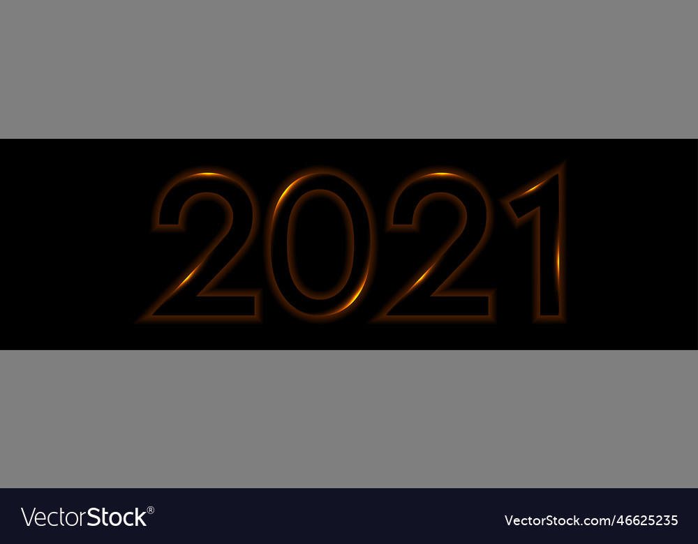 Glowing orange neon 2021 new year background